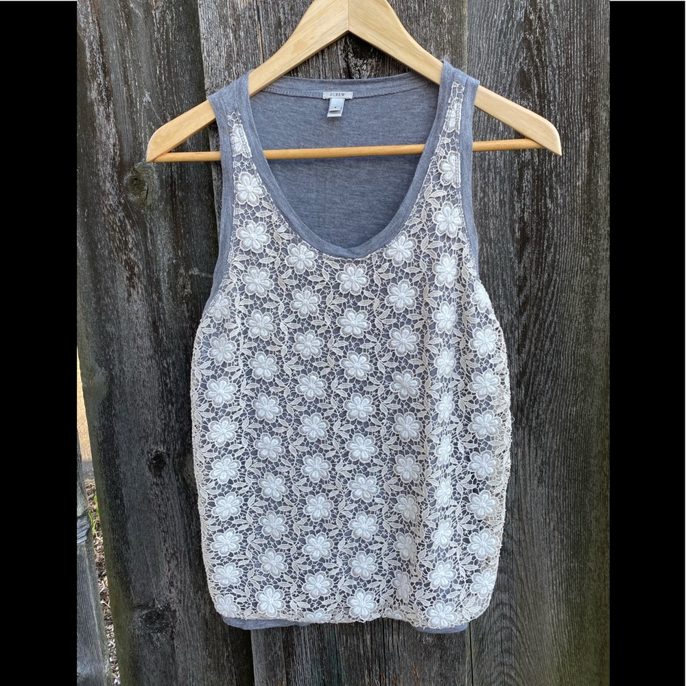 NWOT JCrew Lace gray cream lace Tank